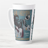 ニューオーリンズミュージック名前をカスタムする カフェラテマグ (左アングル)