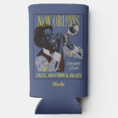 ニューオーリンズミュージック名前をカスタムする スリム缶クーラー (裏面)