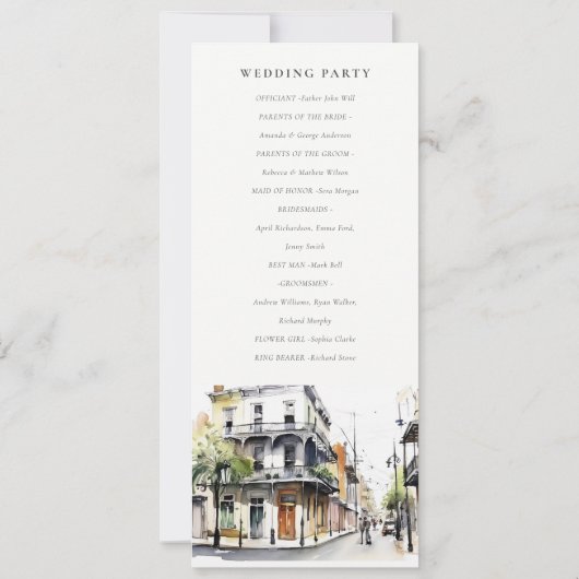 ニューオーリンズルイジアナウォーターカラー結婚式 プログラム (裏面)