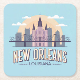 ニューオーリンズルイジアナスクエアコースターセット スクエアペーパーコースター