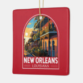 ニューオーリンズルイジアナトラベルアートヴィンテージ セラミックオーナメント (左)