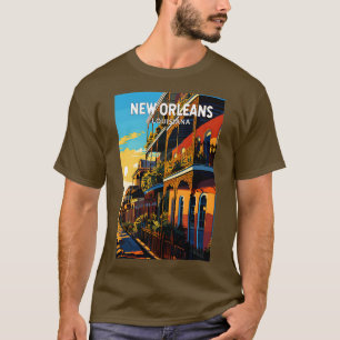 ニューオーリンズルイジアナトラベルアートヴィンテージTシャツ Tシャツ