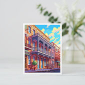 ニューオーリンズルイジアナトラベルヴィンテージイラストレーション ポストカード (スタンド正面)