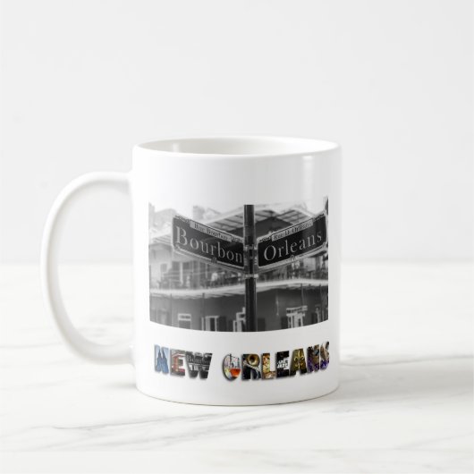 ニューオーリンズルイジアナバーボン通り旅行写真 コーヒーマグカップ (左)