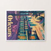 ニューオーリンズルイジアナフランスのクォーターアットサンセット ジグソーパズル (横)