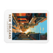 ニューオーリンズルイジアナフランスのクォータートラベルアート マグネット (横)