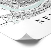 ニューオーリンズルイジアナブルーウォーター通りの地図 ポスター (角)