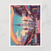 ニューオーリンズルイジアナポップ・アートのアートトラベルイラストレーション ポストカード (正面)