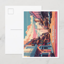 ニューオーリンズルイジアナポップ・アートのアートトラベルイラストレーション ポストカード