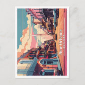 ニューオーリンズルイジアナポップ・アートのアートトラベルイラストレーション ポストカード (正面)