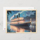 ニューオーリンズルイジアナリバーボートヴィンテージ ポストカード (正面/裏面)