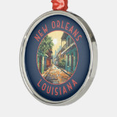 ニューオーリンズルイジアナレトロ動揺してサークル メタルオーナメント (左)