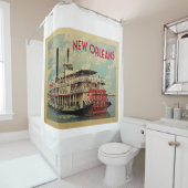 ニューオーリンズルイジアナヴィンテージトラベル シャワーカーテン (インサイチュ)