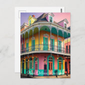 ニューオーリンズルイジアナヴィンテージレトロパステル ポストカード (正面/裏面)
