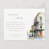 ニューオーリンズルイジアナ結婚ウォーターカラー詳細 エンクロージャーカード (正面)