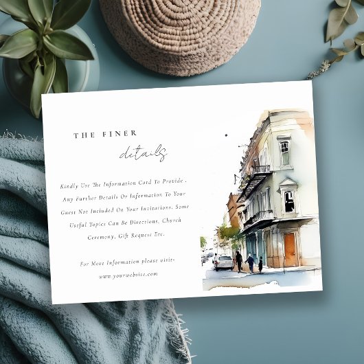 ニューオーリンズルイジアナ結婚ウォーターカラー詳細 エンクロージャーカード