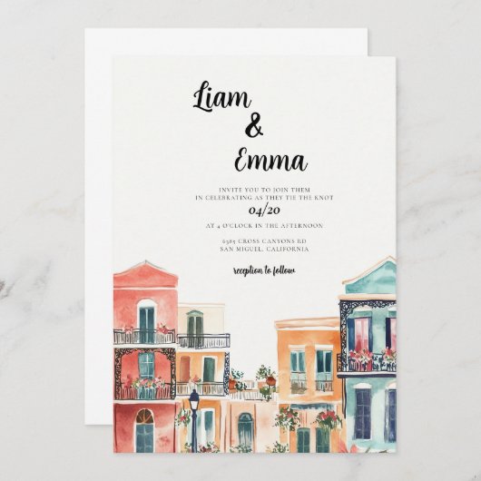 ニューオーリンズルイジアナ結婚式招待状 招待状 (正面/裏面)