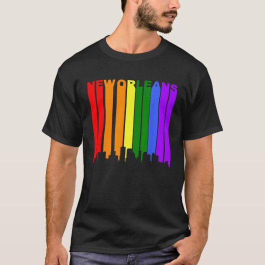ニューオーリンズルイジアナLGBTQゲイプライドレインボースキル Tシャツ (正面)
