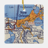 ニューオーリンズヴィンテージの地図 セラミックオーナメント (正面)
