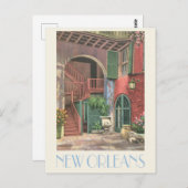 ニューオーリンズヴィンテージコートヤードシーン ポストカード (正面/裏面)