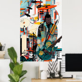 ニューオーリンズヴィンテージジャズクラブギタープレーヤー ポスター (ホームオフィス)