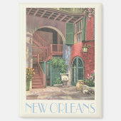 ニューオーリンズヴィンテージ中庭の階段のシーン マグネット (正面)