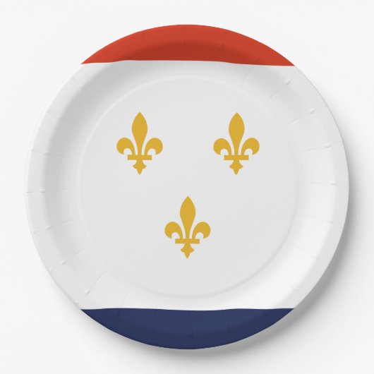ニューオーリンズ国旗（ルイジアナ，米国） ペーパープレート (正面)