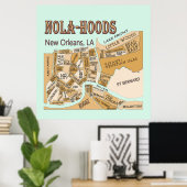 ニューオーリンズ地区の地図， NOLA_HOODS ポスター (ホームオフィス)