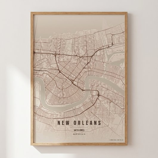 ニューオーリンズ地図プリント NOLA ウォールアート ポスター ギフト