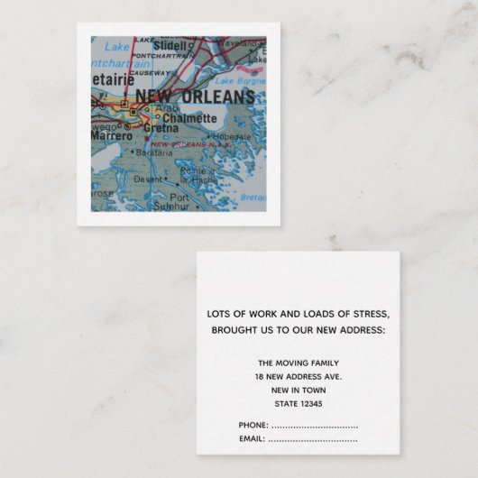 ニューオーリンズ引っ越しました新しいアドレスカード エンクロージャーカード (正面/裏面)