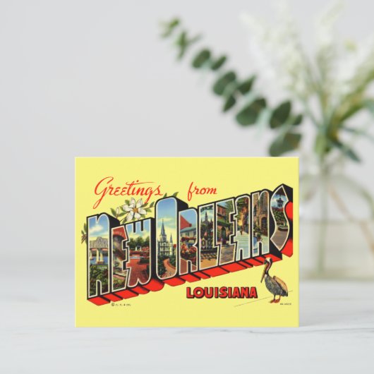 ニューオーリンズ旅行はがきからのヴィンテージの挨拶 ポストカード (スタンド正面)