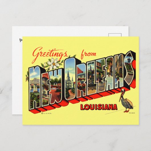 ニューオーリンズ旅行はがきからのヴィンテージの挨拶 ポストカード (正面/裏面)