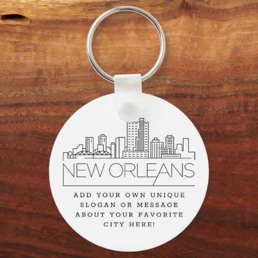ニューオーリンズ様式のスカイライン |スローガンカスタムの作成 キーホルダー (正面)