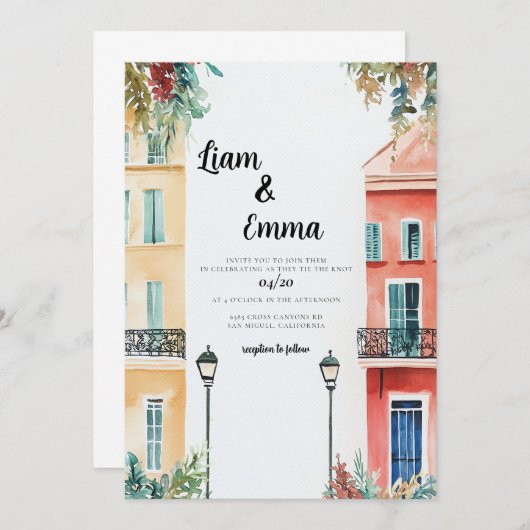 ニューオーリンズ結婚の目的地招待状 招待状 (正面/裏面)