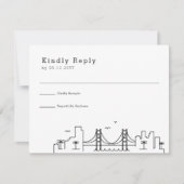 ニューオーリンズ結婚ズ |スタイル化されたスカイラインRSVP 出欠カード (正面)