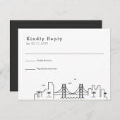 ニューオーリンズ結婚ズ |スタイル化されたスカイラインRSVP 出欠カード (正面/裏面)