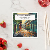 ニューオーリンズ結婚ルイジアナレトロ スタンダードカクテルナプキン (インサイチュ)