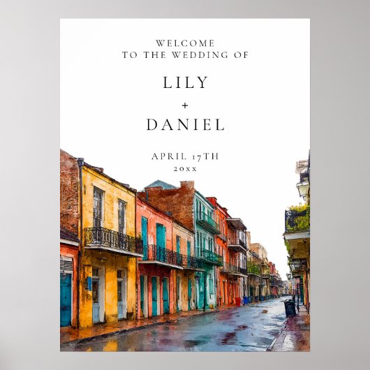 ニューオーリンズ結婚式ウェルカムサイン ポスター (正面)