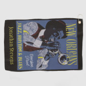 ニューオーリンズ音楽カスタム文字ゴルフタオル1/3 ゴルフタオル (横)