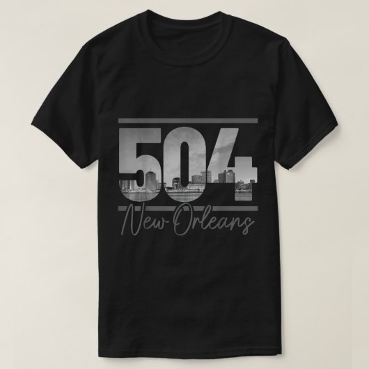 ニューオーリンズ504エリアコードスカイラインルイジアナヴィンタグ Tシャツ (デザイン正面)