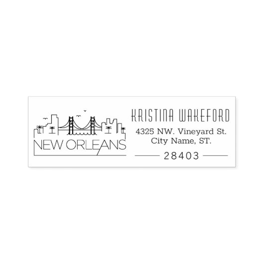 ニューオーリンズ |カスタム住所のインク入力スタンプ セルフインキングスタンプ (デザイン)