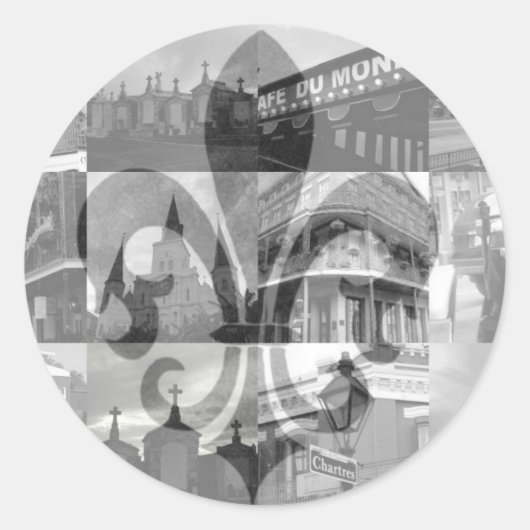 ニューオーリンズ・コラージュ[シール] ラウンドシール (正面)