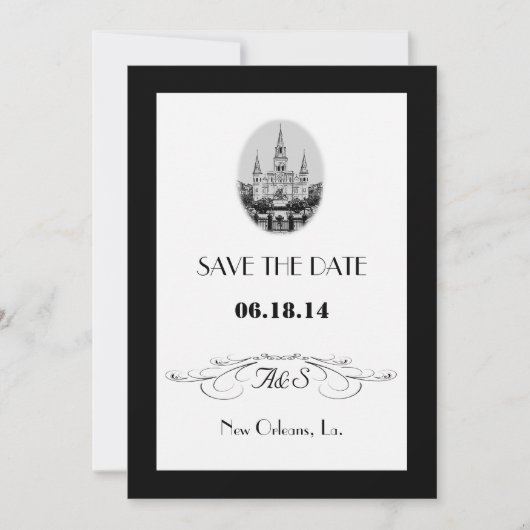 ニューオーリンズ ジャクソン広場 Save the Date カード (正面)