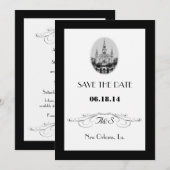 ニューオーリンズ ジャクソン広場 Save the Date カード (正面/裏面)