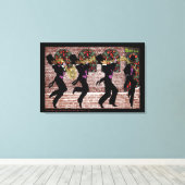 ニューオーリンズ・ジャズバンドがバールーイを通り過ぎる キャンバスプリント (インサイチュ (ウッドフロア))