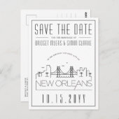 ニューオーリンズ |スタイル設定されたスカイライン日付を保存 ポストカード (正面/裏面)