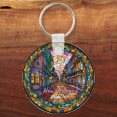 ニューオーリンズ バーボンストリートの日付入りカスタム キーホルダー (正面)