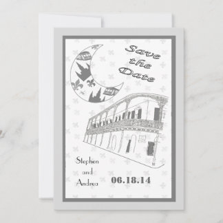 ニューオーリンズ フレンチクォーターの「Save the Date」カード セーブザデート