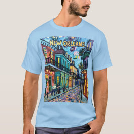 ニューオーリンズ フレンチクォーター ゴッホスタイル ヴィンテージ Tシャツ