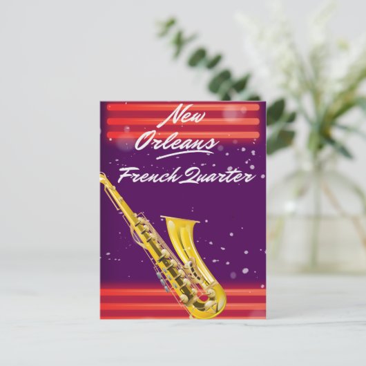 ニューオーリンズ フレンチクォーター サックスフォン 旅行ポスター ポストカード (スタンド正面)
